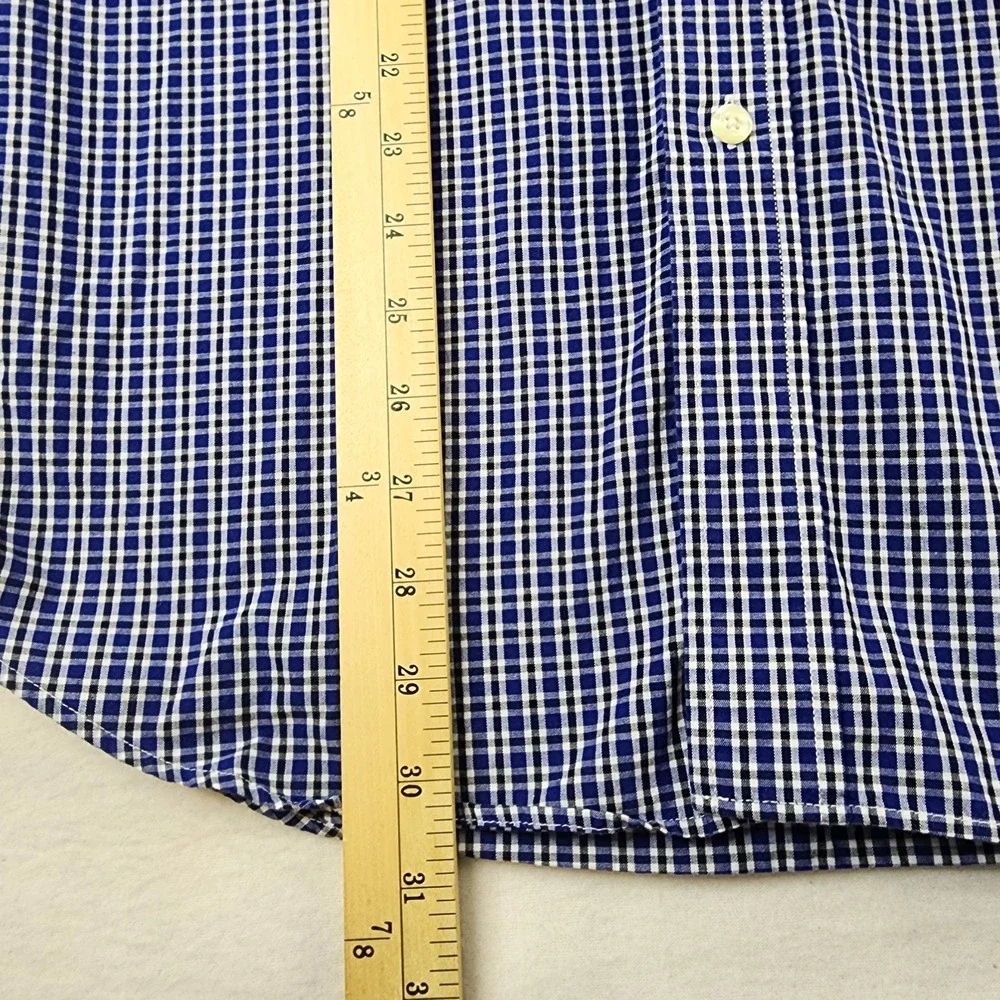 Brooks Brothers Regent Shirt Mens Large Blue Black Plaid Button Down Long Sleeve